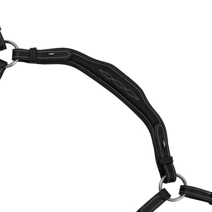 Pechera de cuero suave con costuras decorativas moldeada y martingala desmontable Equestro - Negro