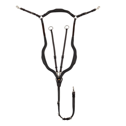 Pechera de cuero suave con costuras decorativas moldeada y martingala desmontable Equestro - Marrón oscuro