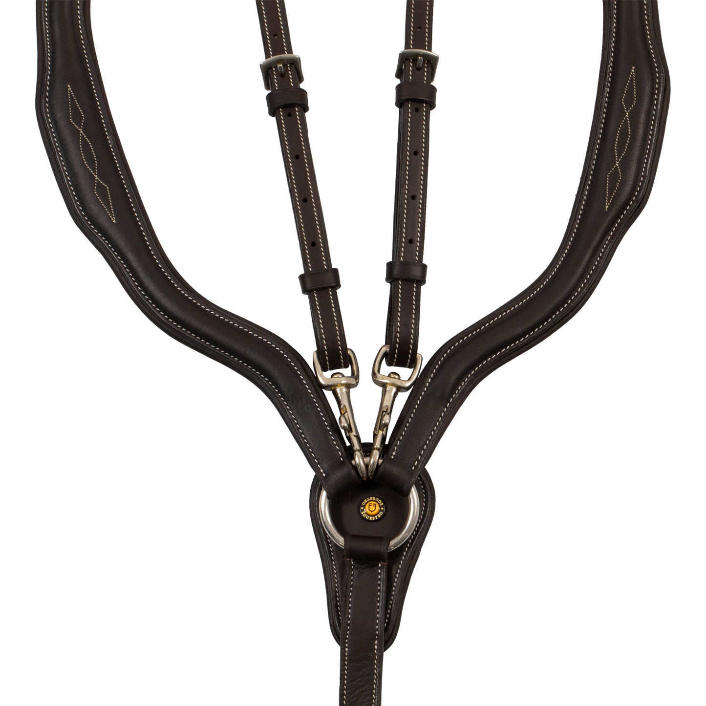 Pechera de cuero suave con costuras decorativas moldeada y martingala desmontable Equestro - Marrón oscuro