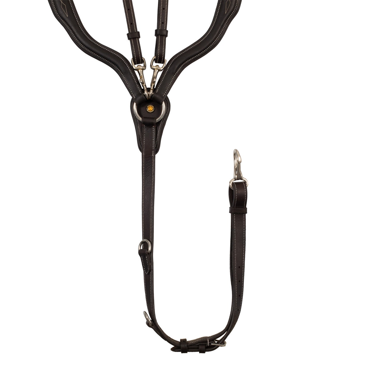 Pechera de cuero suave con costuras decorativas moldeada y martingala desmontable Equestro - Marrón oscuro