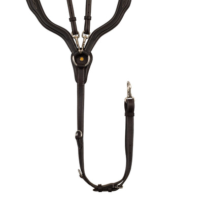 Pechera de cuero suave con costuras decorativas moldeada y martingala desmontable Equestro - Marrón oscuro
