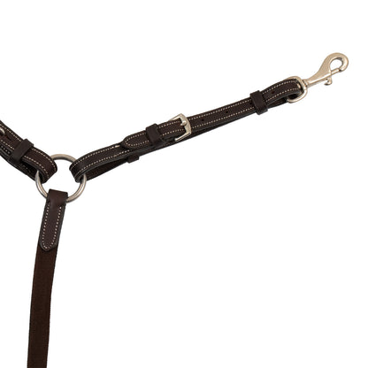 Pechera de cuero suave con costuras decorativas moldeada y martingala desmontable Equestro - Marrón oscuro