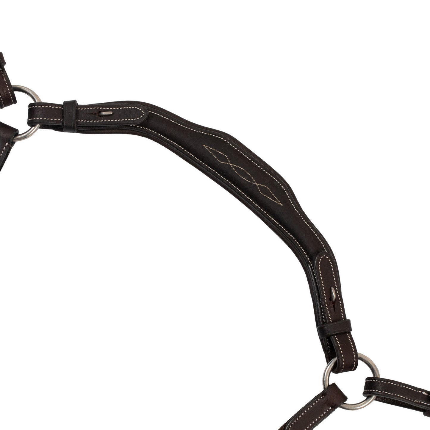 Pechera de cuero suave con costuras decorativas moldeada y martingala desmontable Equestro - Marrón oscuro