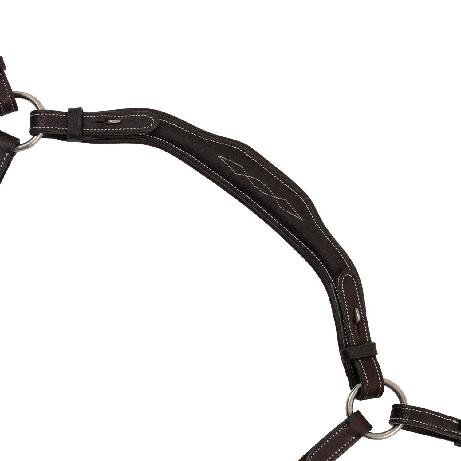 Pechera de cuero suave con costuras decorativas moldeada y martingala desmontable Equestro - Marrón oscuro