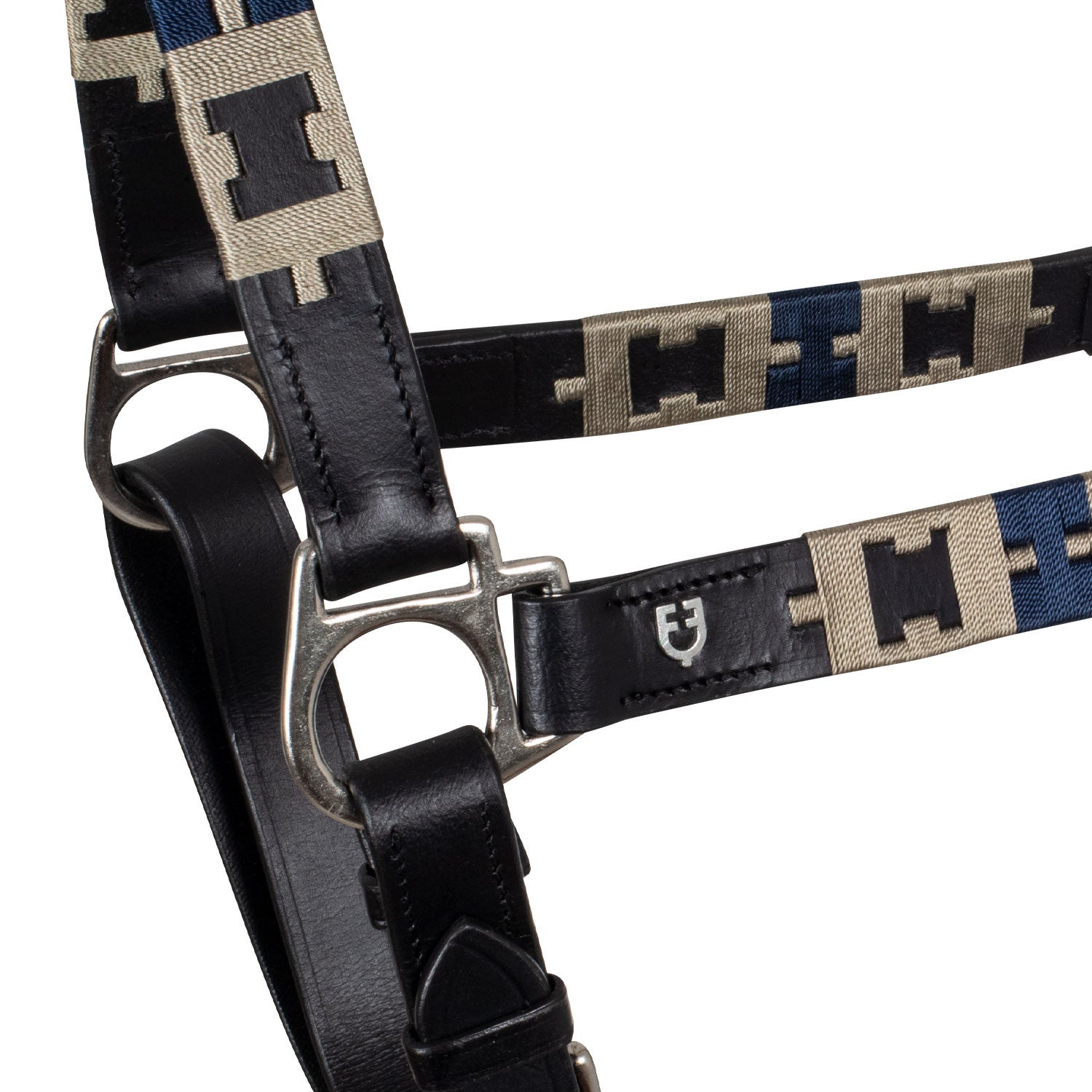 Cabezada de cuero con motivo geométrico Equestro - Negro