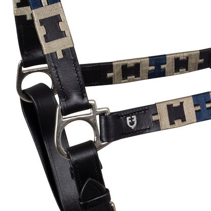 Cabezada de cuero con motivo geométrico Equestro - Negro