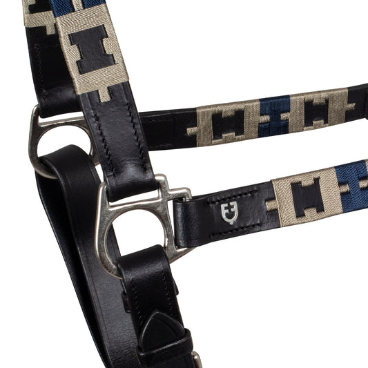 Cabezada de cuero con motivo geométrico Equestro - Negro