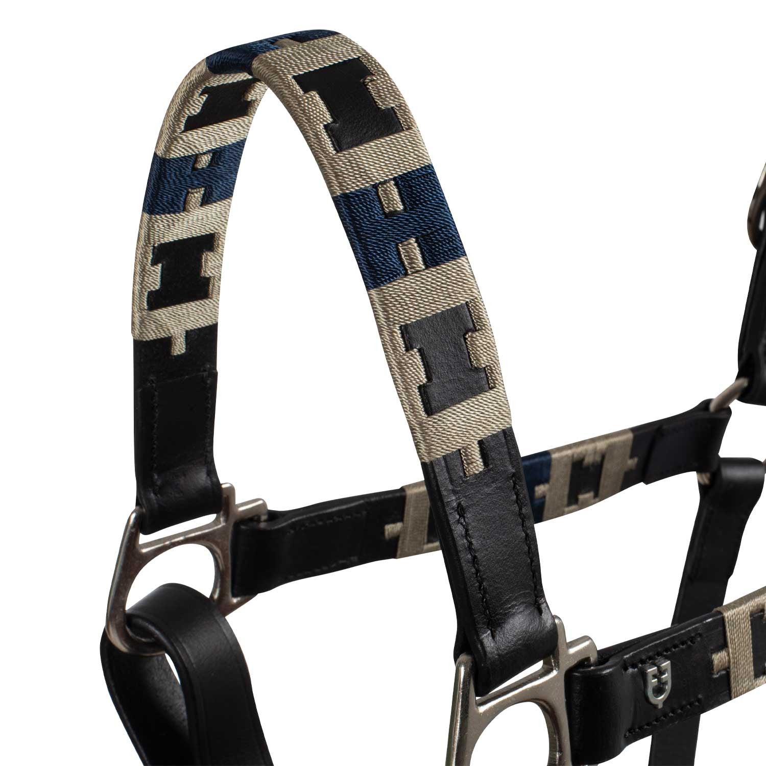 Cabezada de cuero con motivo geométrico Equestro - Negro