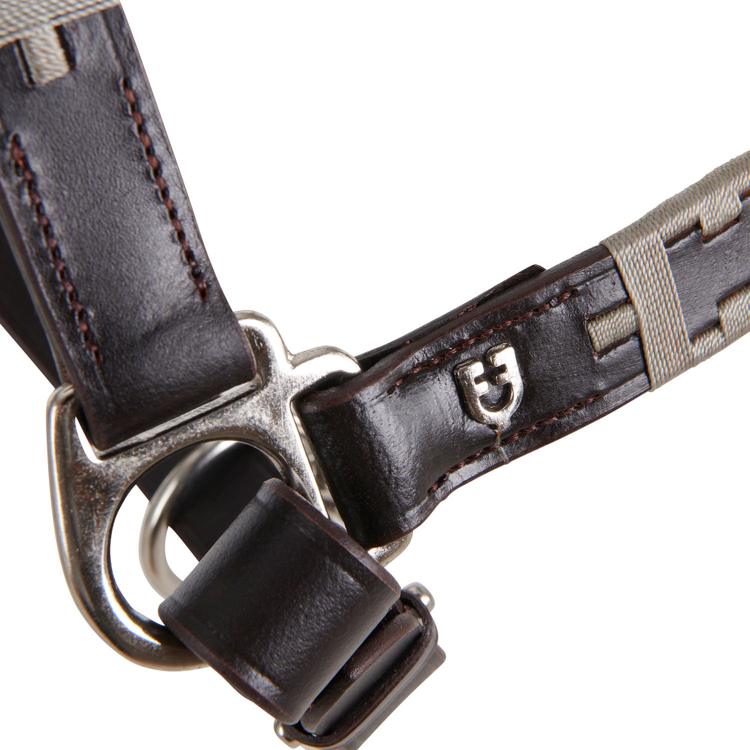 Cabezada de cuero con motivo geométrico Equestro - Marrón oscuro