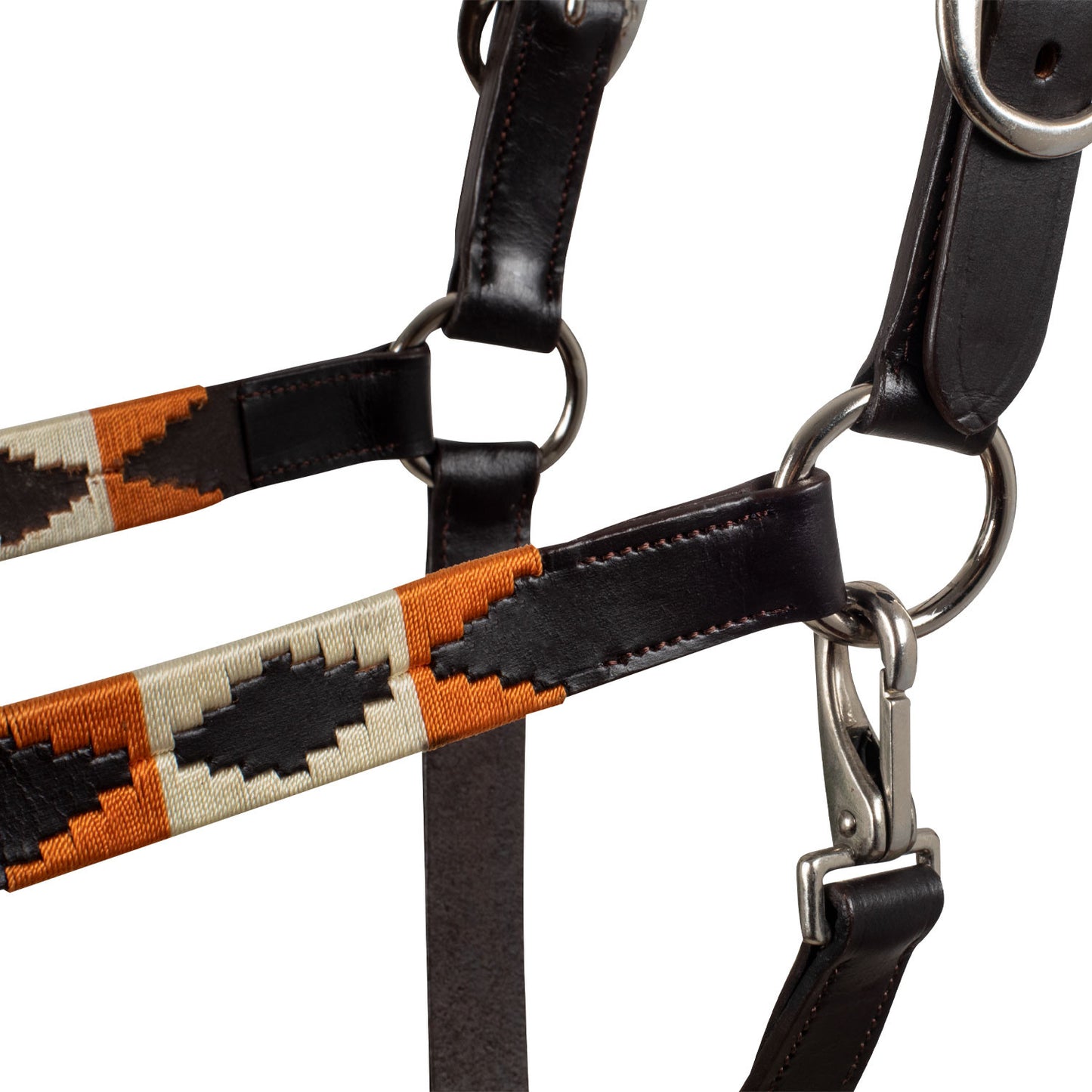 Cabezada de cuero con decoraciones navajo Equestro - Marrón oscuro