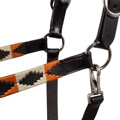 Cabezada de cuero con decoraciones navajo Equestro - Marrón oscuro