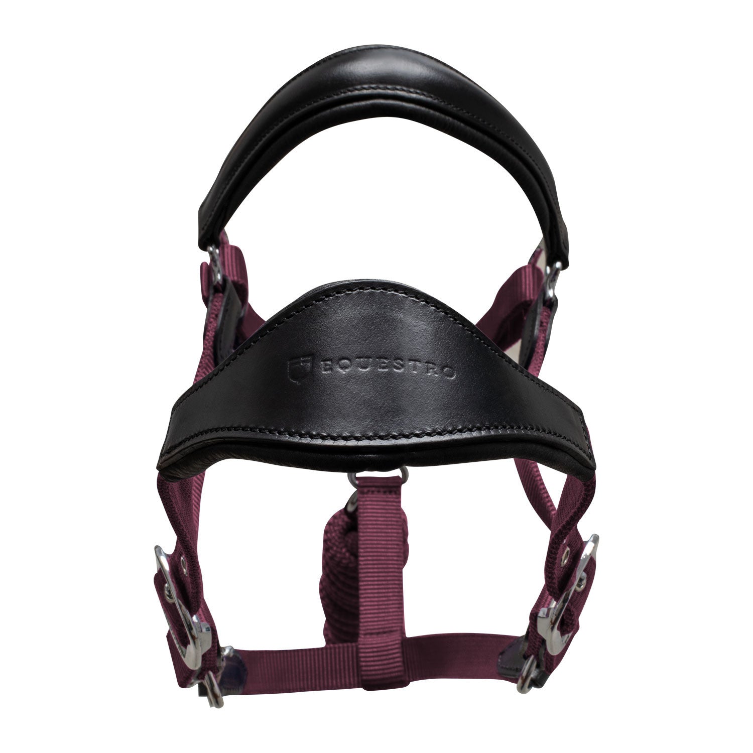 Cabezada ergonómica con insertos de cuero Equestro - Black/Burgundy