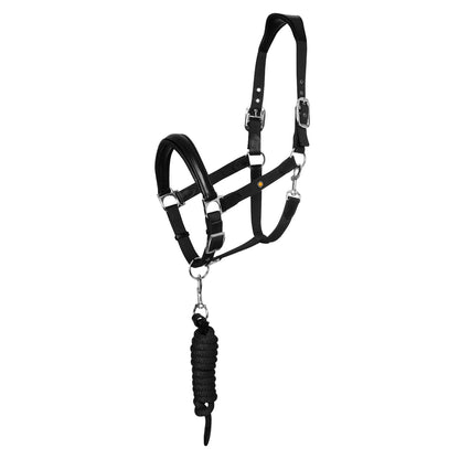 Cabezada ergonómica con insertos de cuero Equestro - Black/Black