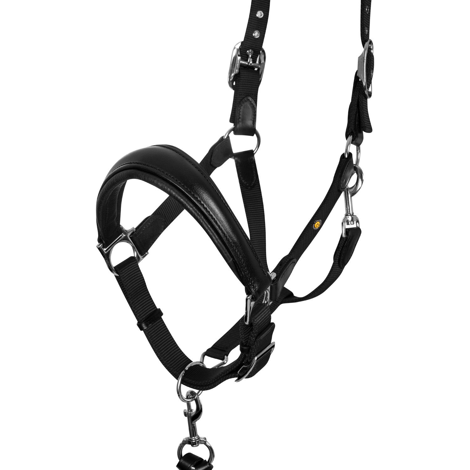 Cabezada ergonómica con insertos de cuero Equestro - Black/Black