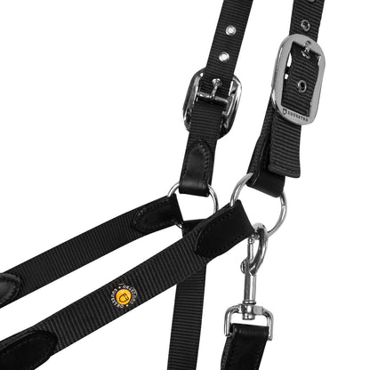 Cabezada ergonómica con insertos de cuero Equestro - Black/Black