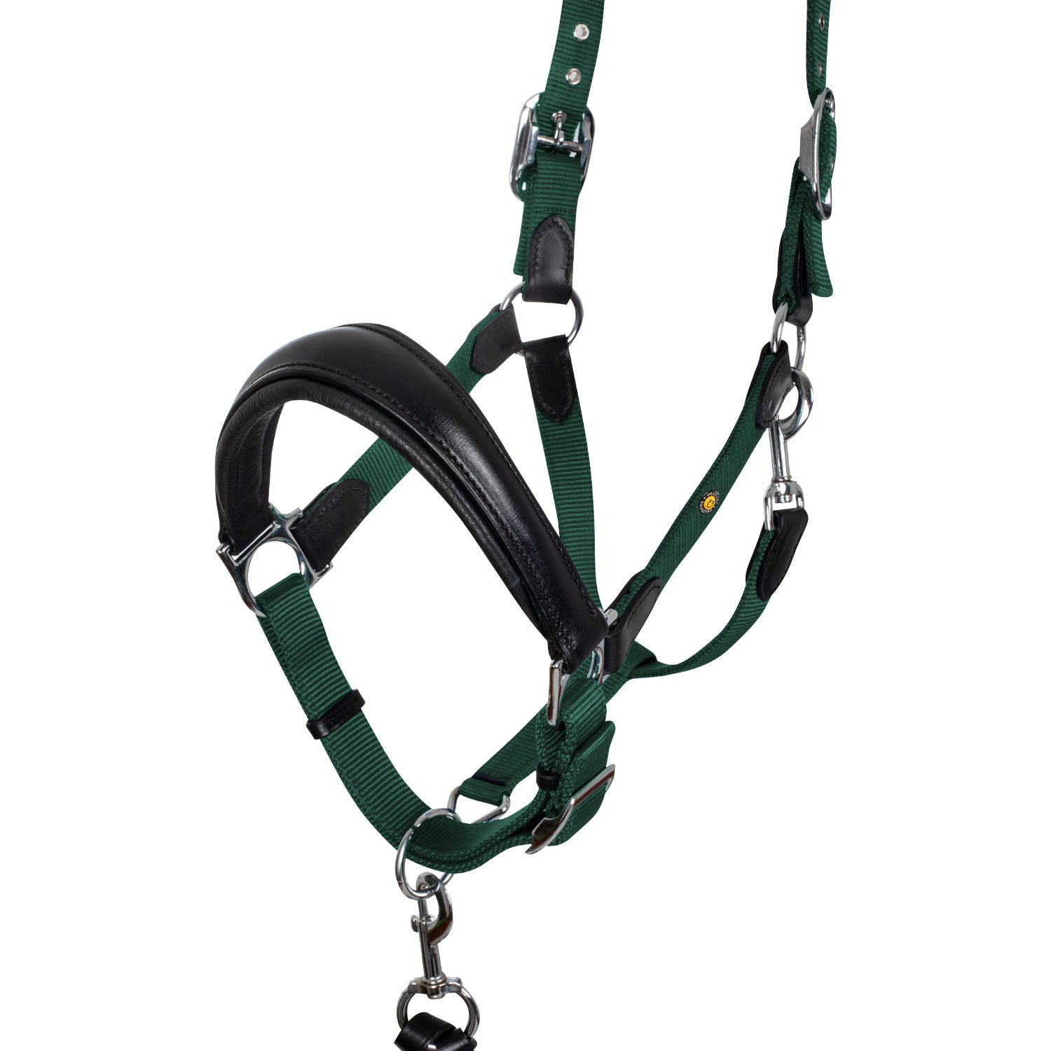 Cabezada ergonómica con insertos de cuero Equestro - Black/Hunter Green