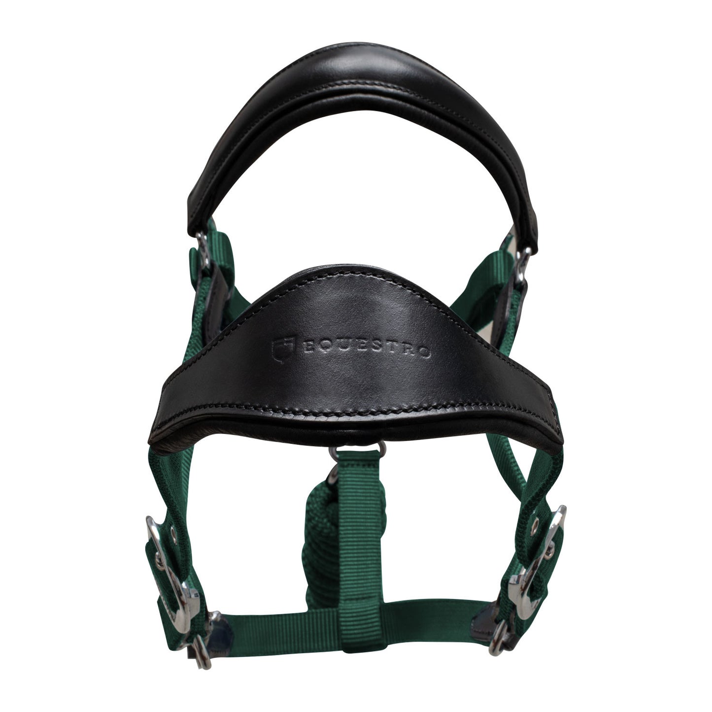 Cabezada ergonómica con insertos de cuero Equestro - Black/Hunter Green