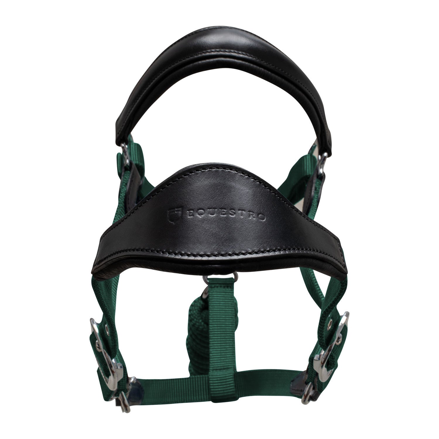 Cabezada ergonómica con insertos de cuero Equestro - Black/Hunter Green