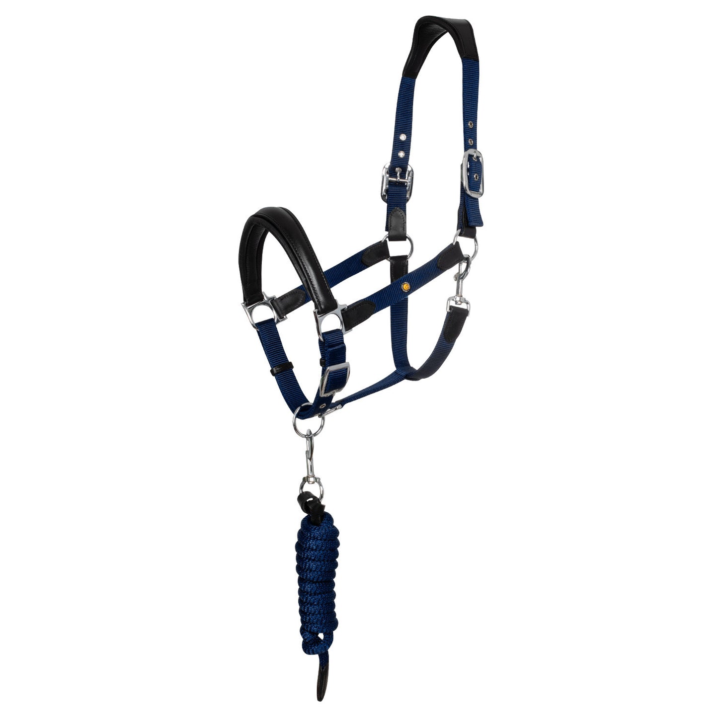 Cabezada ergonómica con insertos de cuero Equestro - Black/Navy