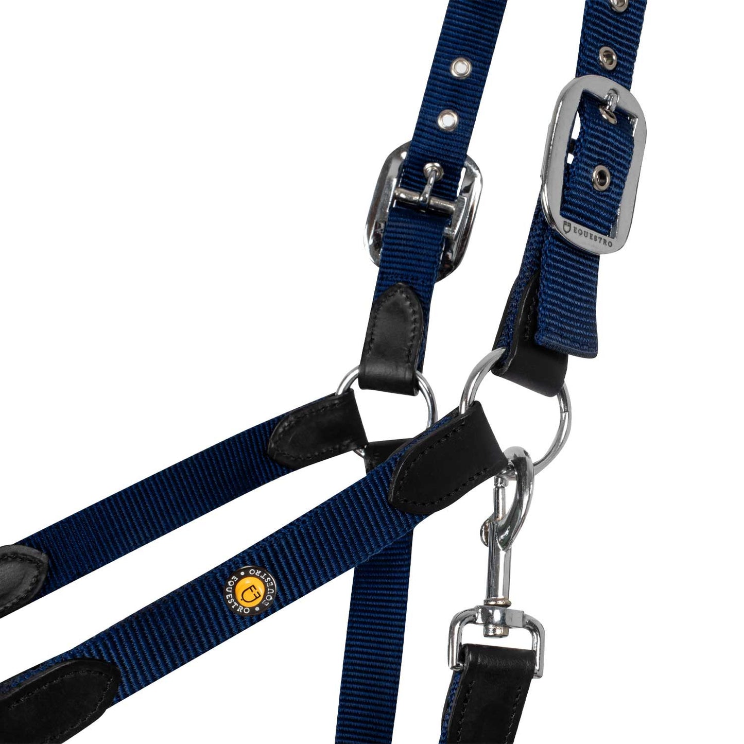 Cabezada ergonómica con insertos de cuero Equestro - Black/Navy