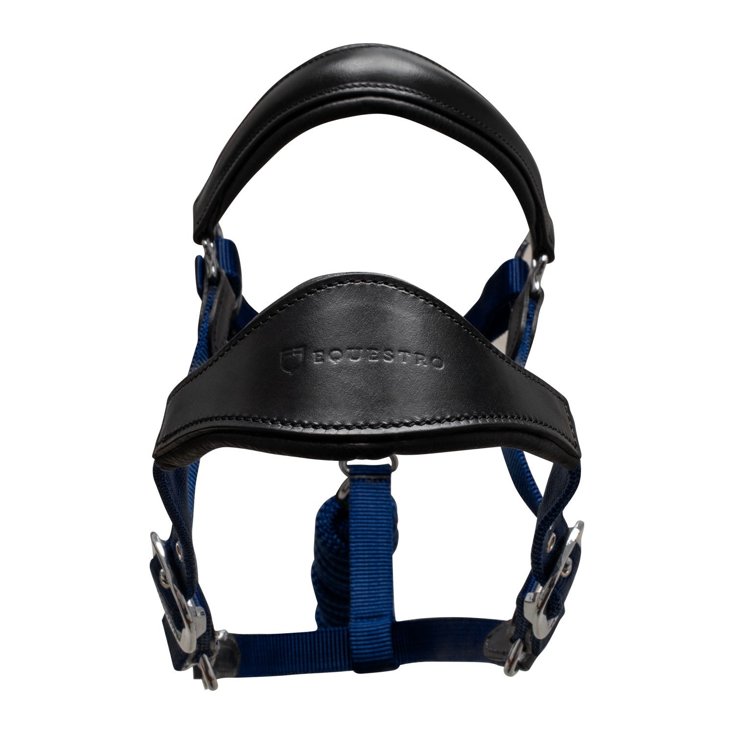 Cabezada ergonómica con insertos de cuero Equestro - Black/Navy