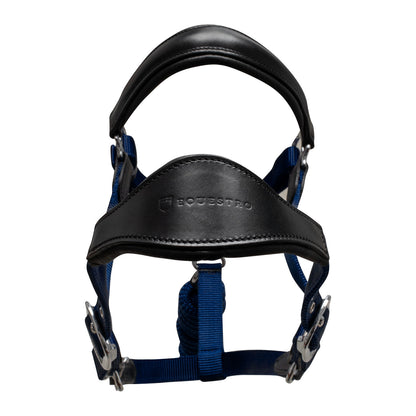 Cabezada ergonómica con insertos de cuero Equestro - Black/Navy
