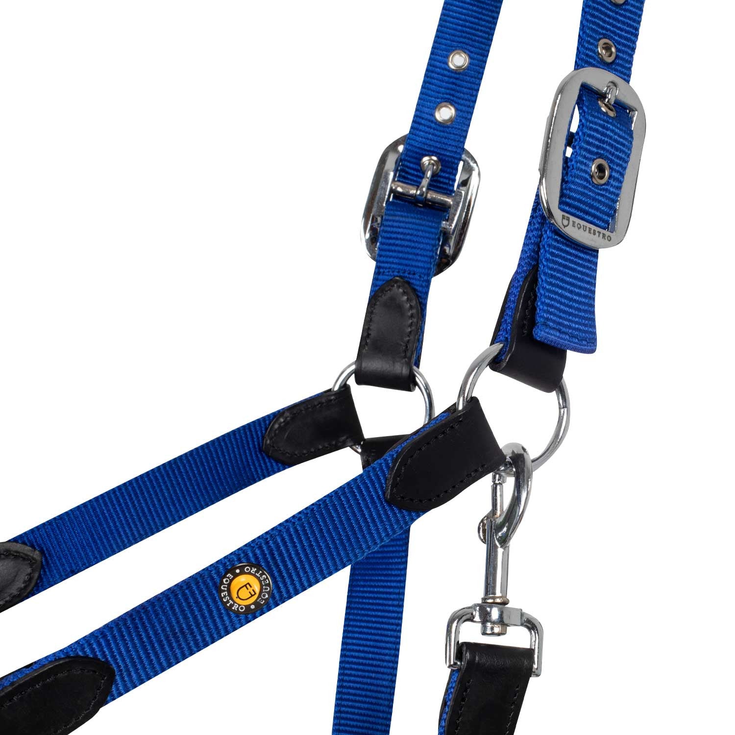 Cabezada ergonómica con insertos de cuero Equestro - Black/Royal