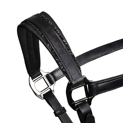 Diamond cabestro anatómico de cuero Equestro - Negro