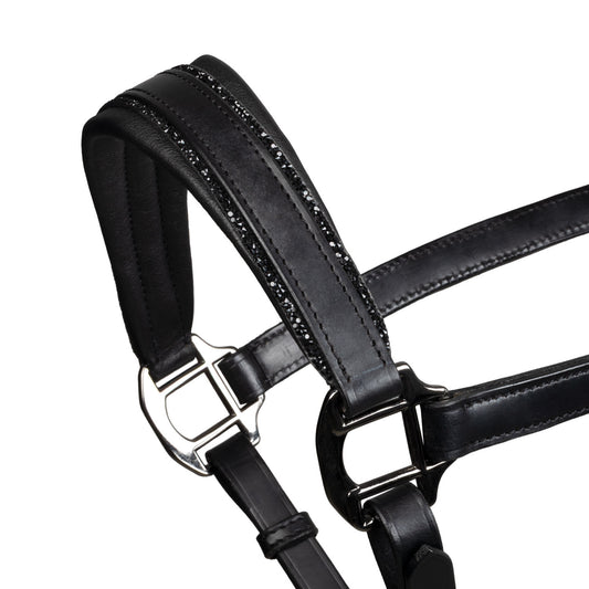 Diamond cabestro anatómico de cuero Equestro - Negro