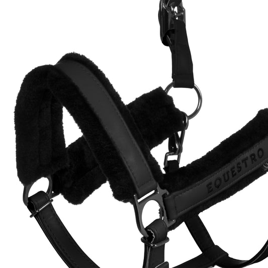 Cabezada de polipropileno con acolchado de borreguillo sintético Equestro - Negro