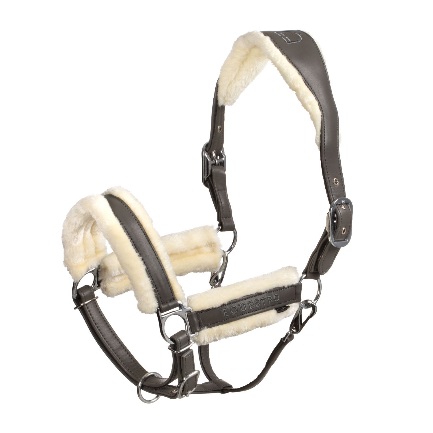 Cabezada de polipropileno con acolchado de borreguillo sintético Equestro - Gris