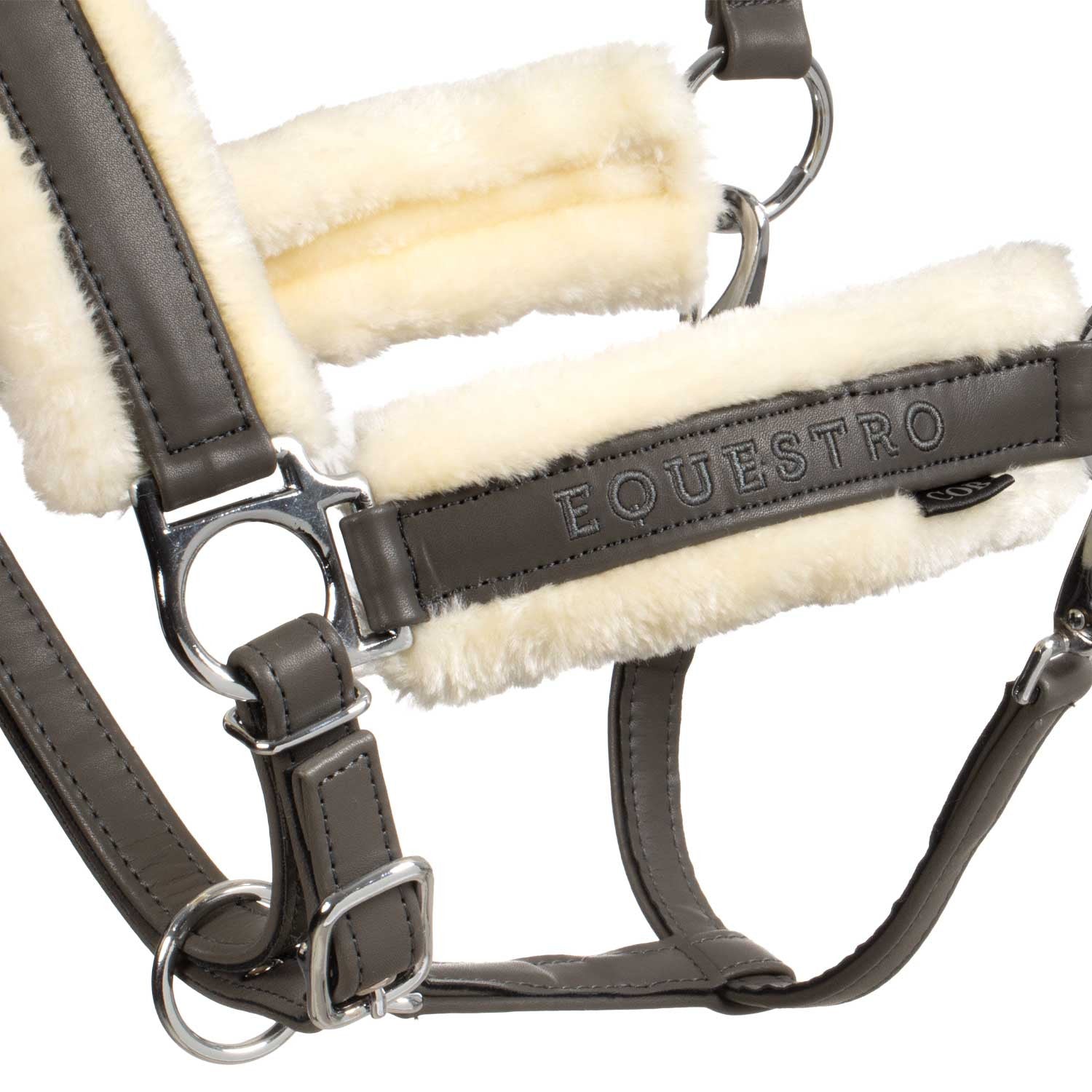 Cabezada de polipropileno con acolchado de borreguillo sintético Equestro - Gris