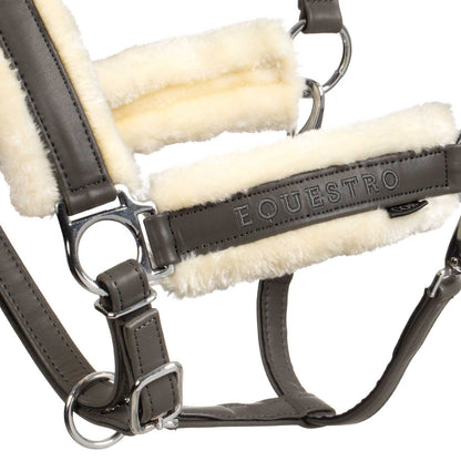 Cabezada de polipropileno con acolchado de borreguillo sintético Equestro - Gris