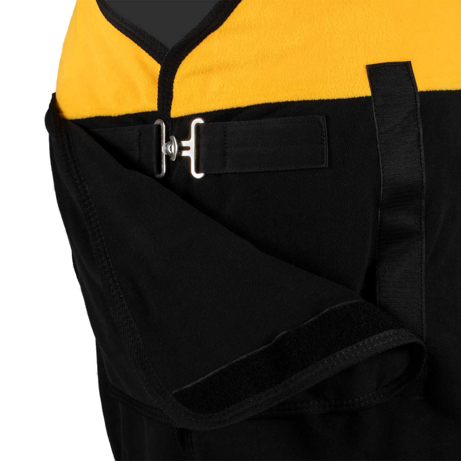 Manta bicolor de forro polar anti-pilling Equestro - Black/Yellow