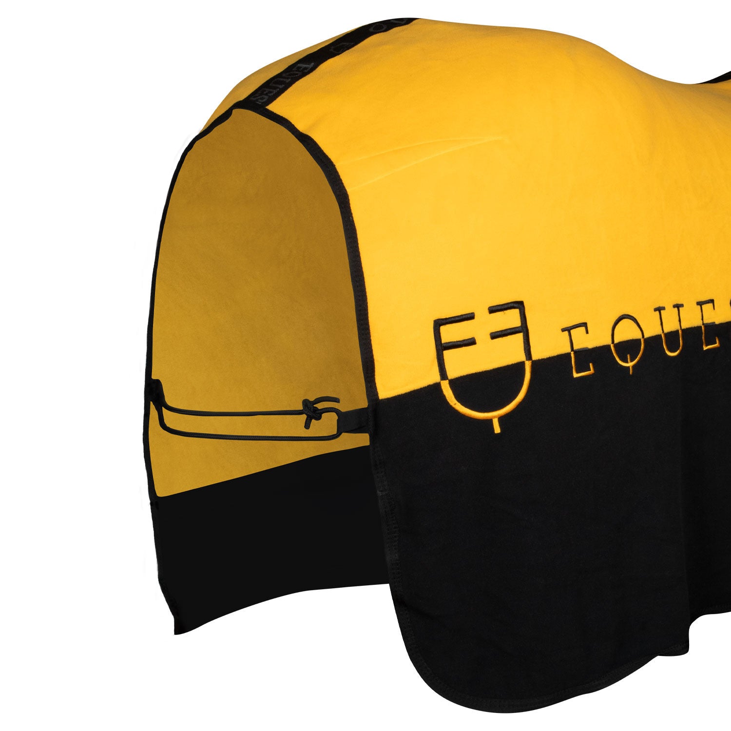 Manta bicolor de forro polar anti-pilling Equestro - Black/Yellow