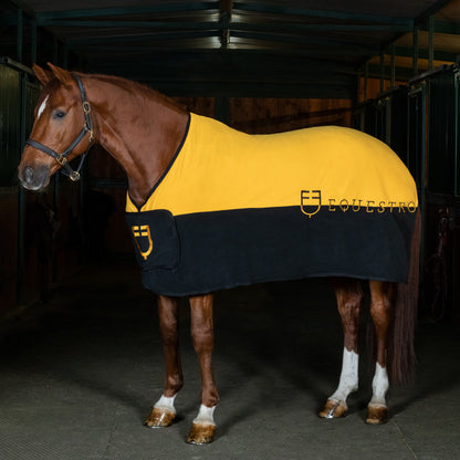 Manta bicolor de forro polar anti-pilling Equestro - Black/Yellow