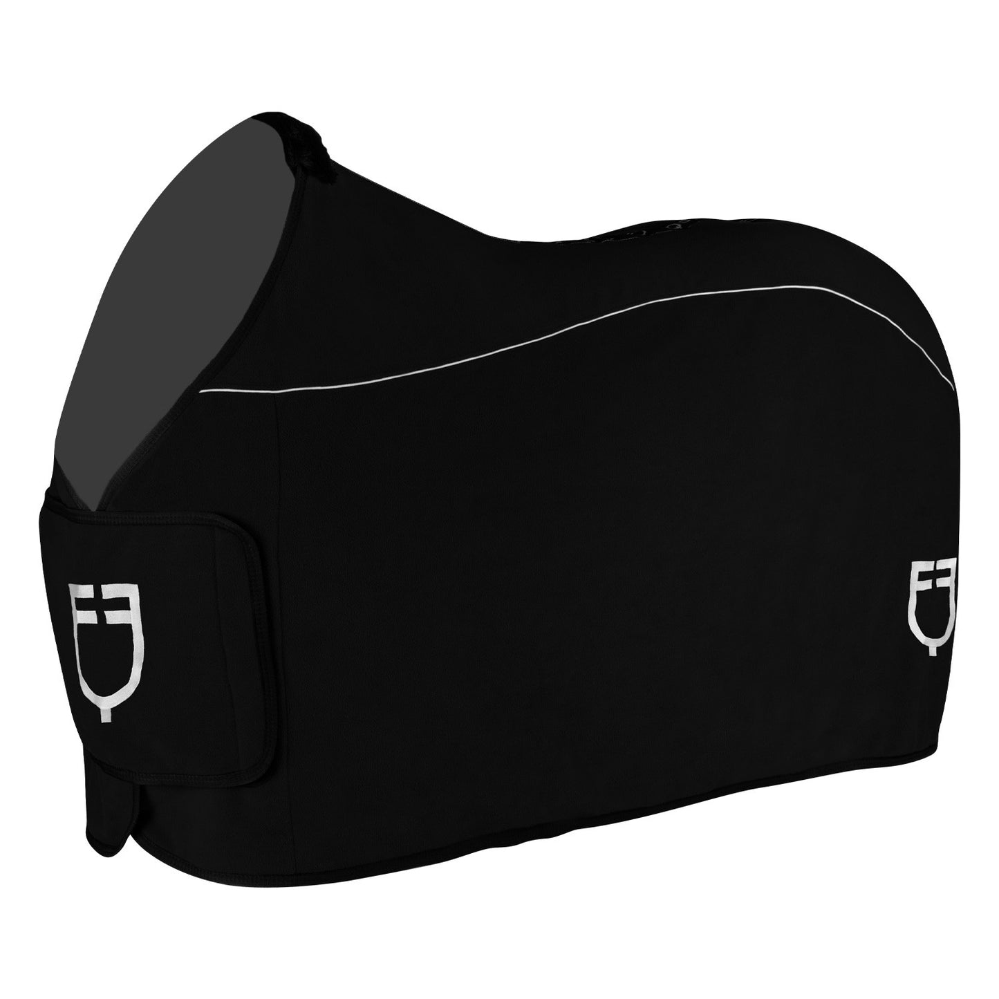 Manta de polar con cierre frontal con solapa Equestro - Negro