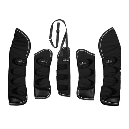 Juego de protectores y protector de cola de viaje con parche de goma Equestro - Negro