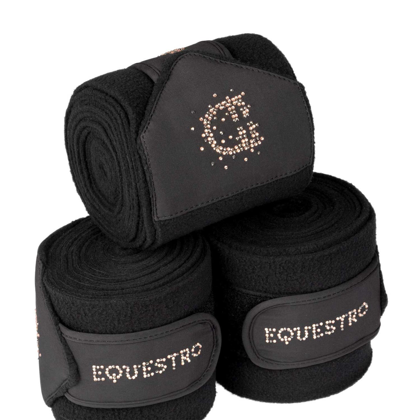 Bandas de forro polar con logo de strass Equestro - Negro