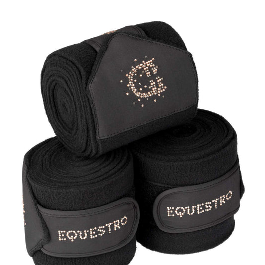 Bandas de forro polar con logo de strass Equestro - Negro