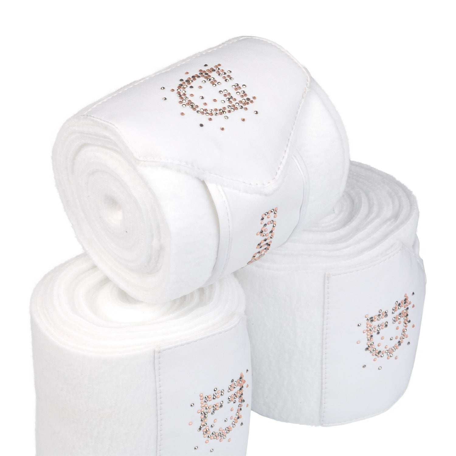 Bandas de forro polar con logo de strass Equestro - Blanco