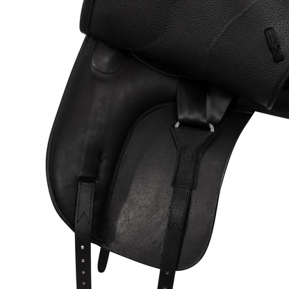 Silla de doma de cuero doble Equestro - Negro