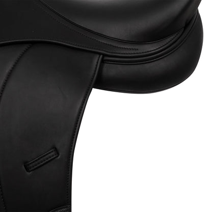 Silla de doma de cuero doble Equestro - Negro
