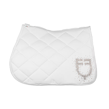 Mantilla de salto de tela técnica con logo en strass Equestro - Blanco