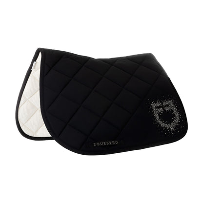 Sudadera para montar en tejido técnico con logo de strass Equestro - Black/Black