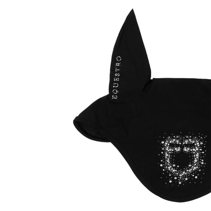 Gorro de tela técnica con logo brillante Equestro - Black/Black