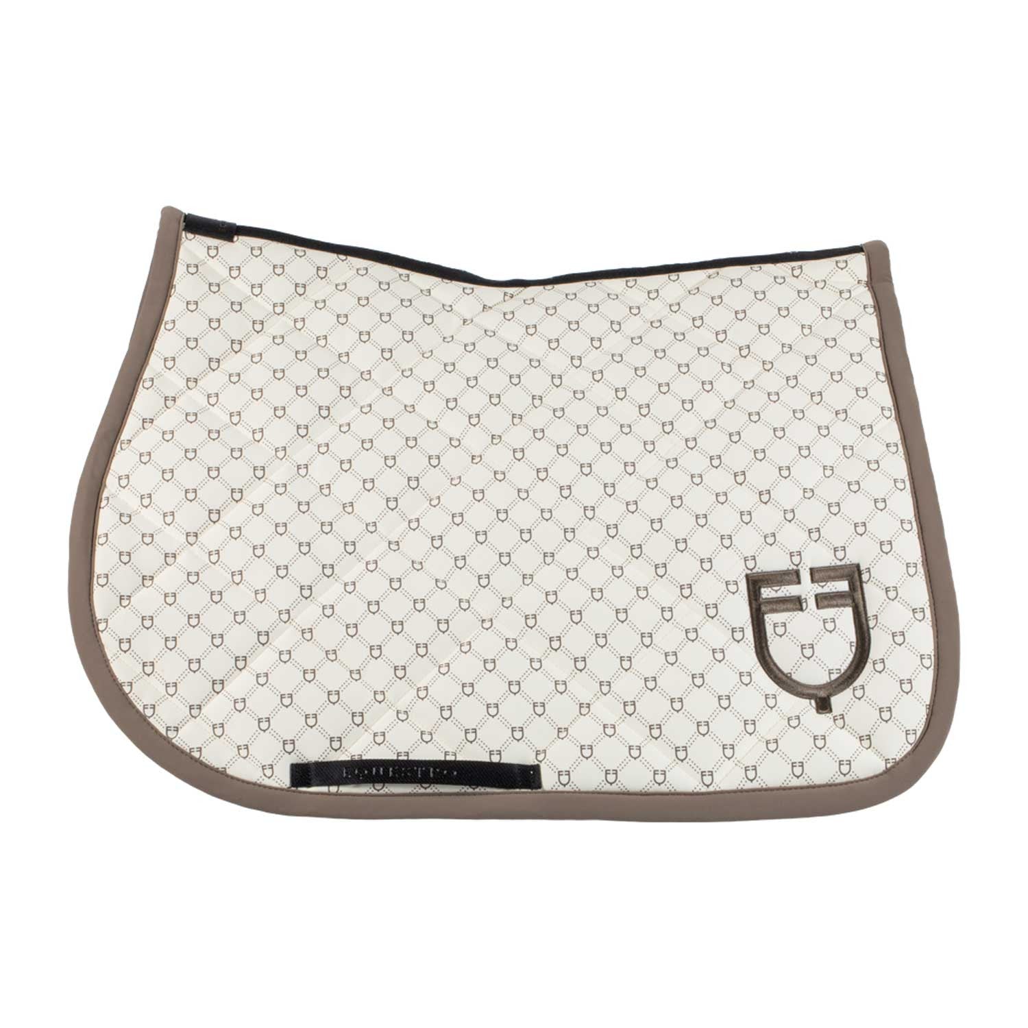 Almohadilla de montar con estampado de monograma de salto Equestro - Antique White (11-0105)/Walnut