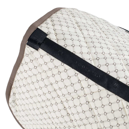Almohadilla de montar con estampado de monograma de salto Equestro - Antique White (11-0105)/Walnut