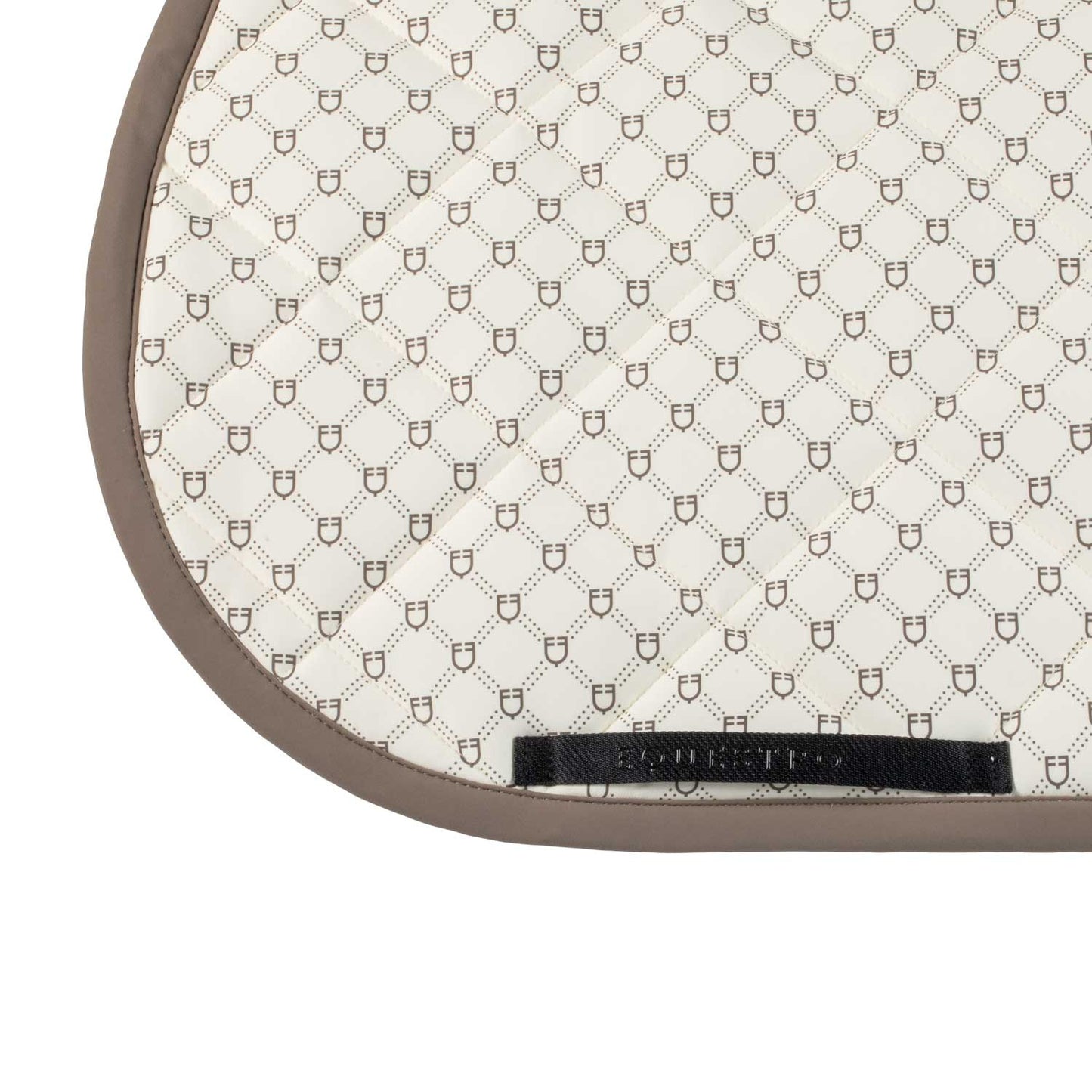 Almohadilla de montar con estampado de monograma de salto Equestro - Antique White (11-0105)/Walnut