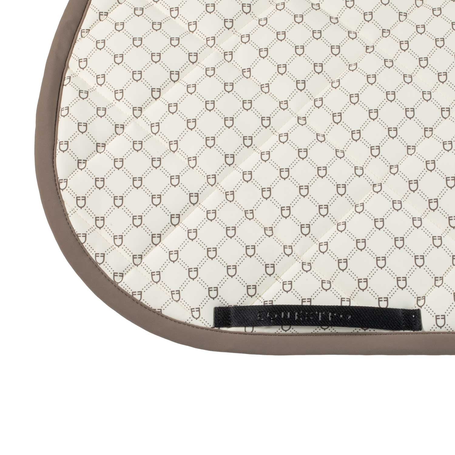 Almohadilla de montar con estampado de monograma de salto Equestro - Antique White (11-0105)/Walnut